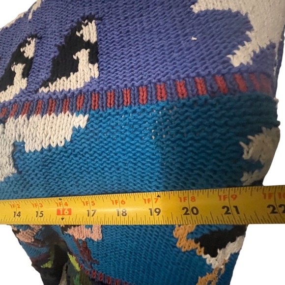 Vintage 20 Ans handmade knit sweater Blue Size Large RARE - Picture 11 of 16